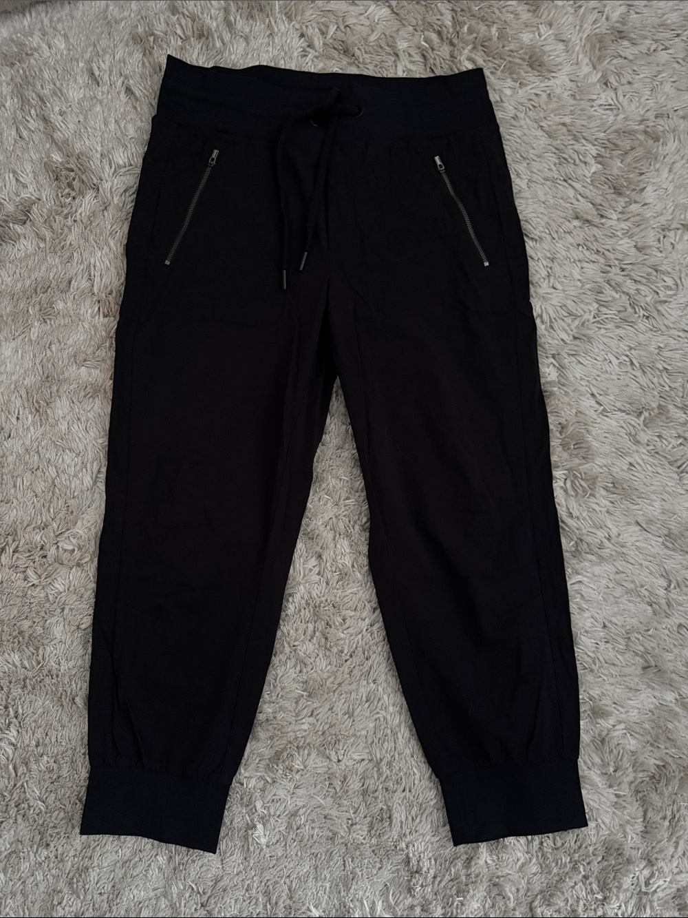 Black Athleta Cropped Jogger Pants with Zip Pockets